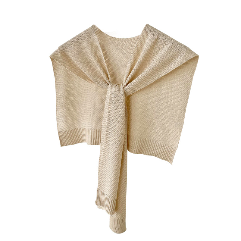 K584 Pure color ice silk knitted shawl for women to wear in spring and autumn office to protect the cervical vertebra collar waistcoat fake collar clo