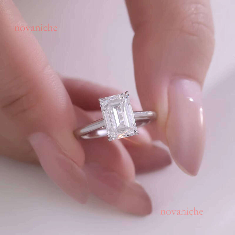 Provence Gem IGI 3.0CT E VS1 Emerald Cut Lab Dia Engagement ring silver for Women white cubic zirconia real gold zircon gemstone rings
