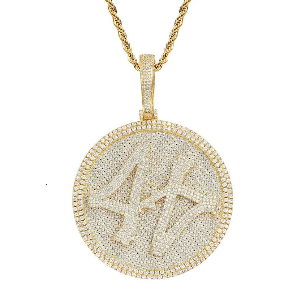 Hip Hop Trendy 18K Gold Plated Custom Number 44 Rotatable Iced Out Large Size Pendant Necklace