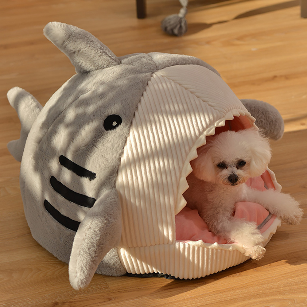 Shark Design Soft Cat Bed Room Decor, Cute Shark Designed Breathable Dog Bed, Pet Supplies for Indoor Use