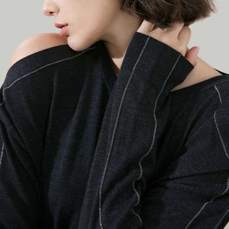 1604 100% Wool Pullover Off Shoulder Thin Loose Top Sweater For Women Ladies Autumn Cloths Women's Clothing