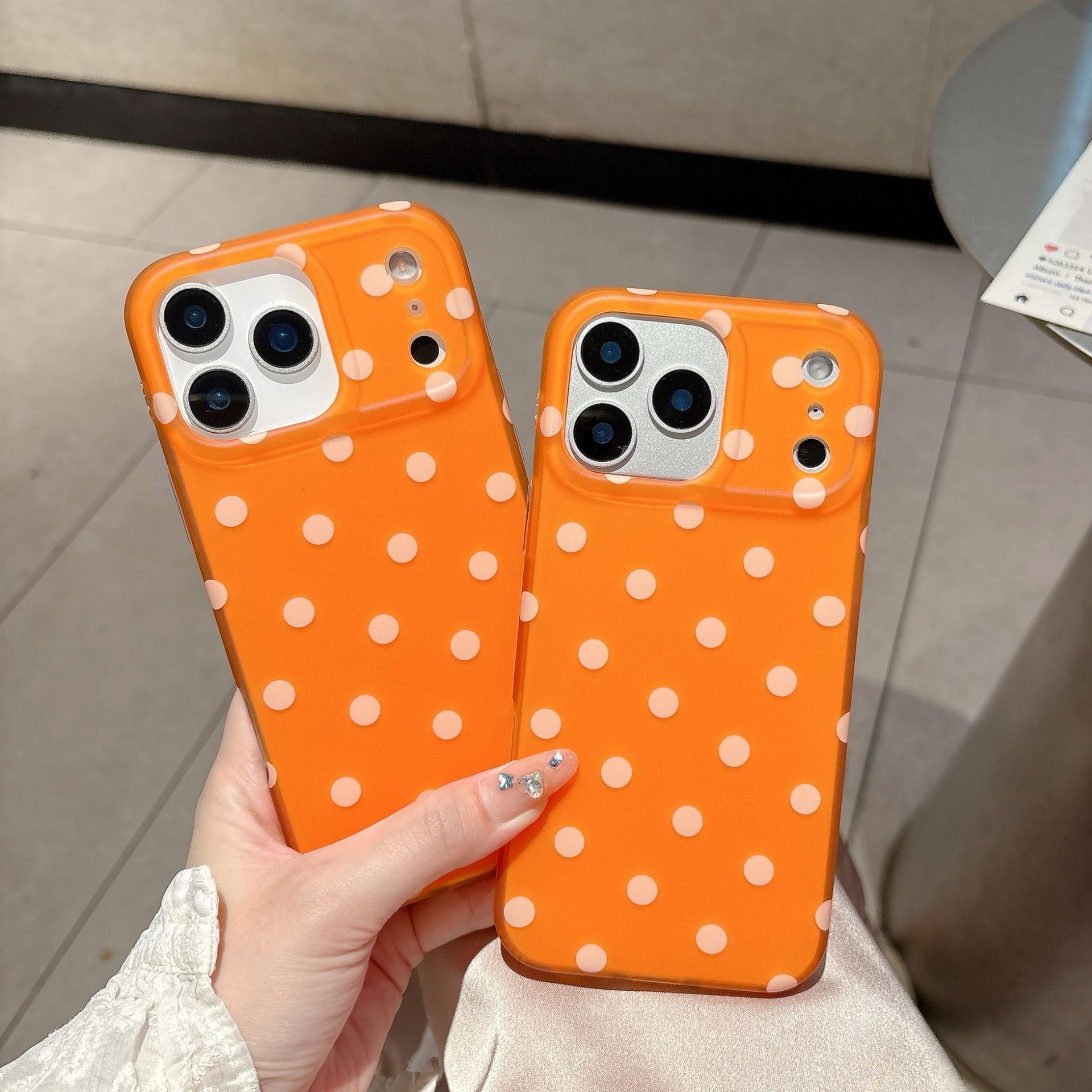 Orange Polka Dot Phone Case iPhone 17 Pro Max Compatible with Apple 16 15 ins Matte Protection Case