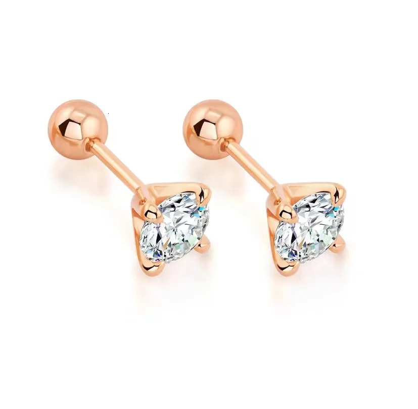 925 Sterling Silver 0.3-1 Carat * 2 Four-Claw Screw Earrings Fashion Casual High-End Sense Niche Lady 250420