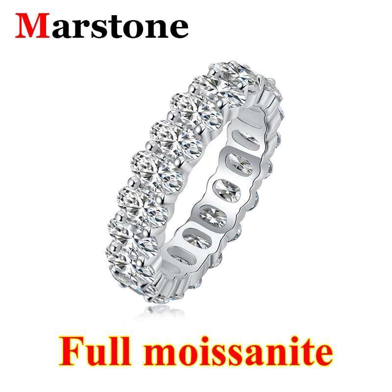 0.3ct Full Moissanite Oval Diamond D Color Ladys Ring S925 Sterling Sliver Plated 18K White Gold Rings Fine Jewelry for Women
