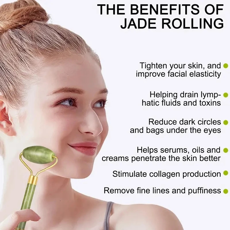 4pcs Jade Roller Gua Sha Facial Roller Massager With Gua Sha Scraping Tool Jade Stone Massager For Face And Neck - Mothers 250424