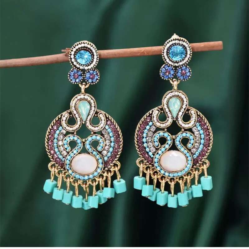 Fashion Boehmia Ethnic Multilayer Chains Green Color Vintage Handmade Beads Choker Collar Necklaces