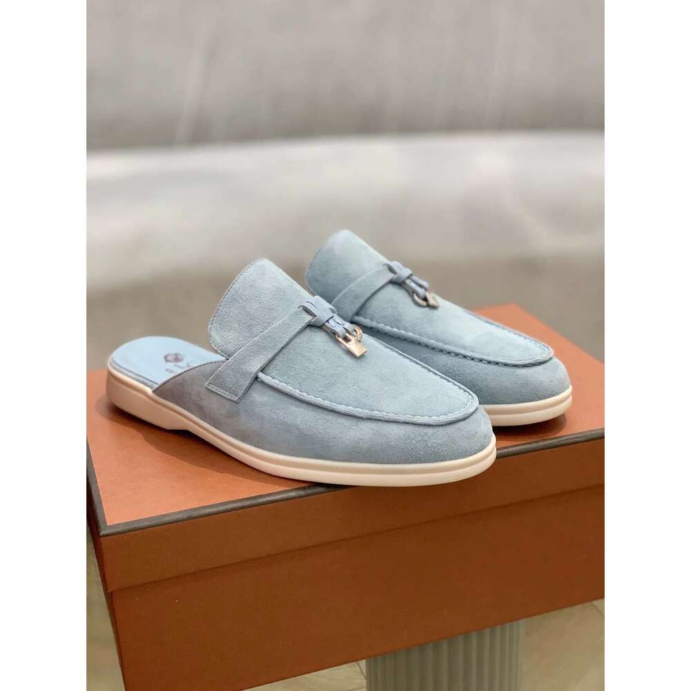women's sandals loafer summer walk natural genuine leather chamois flats men's casual shoes 35-46