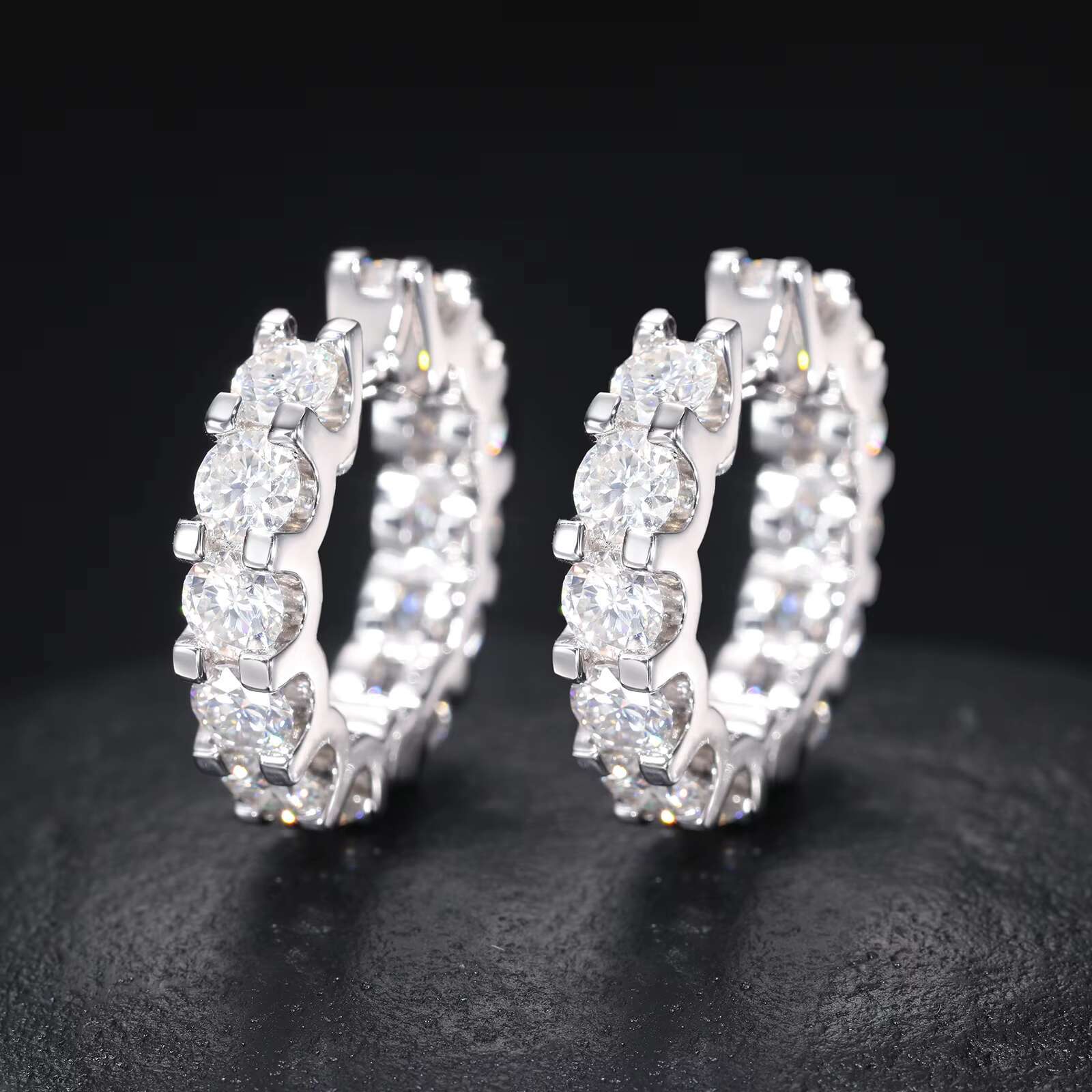 18K Gold Plated Fashionable Gemstone Moissanite Stud Earrings 925 Sterling Silver Hoop Piercing for Gifts Parties GRA Certified