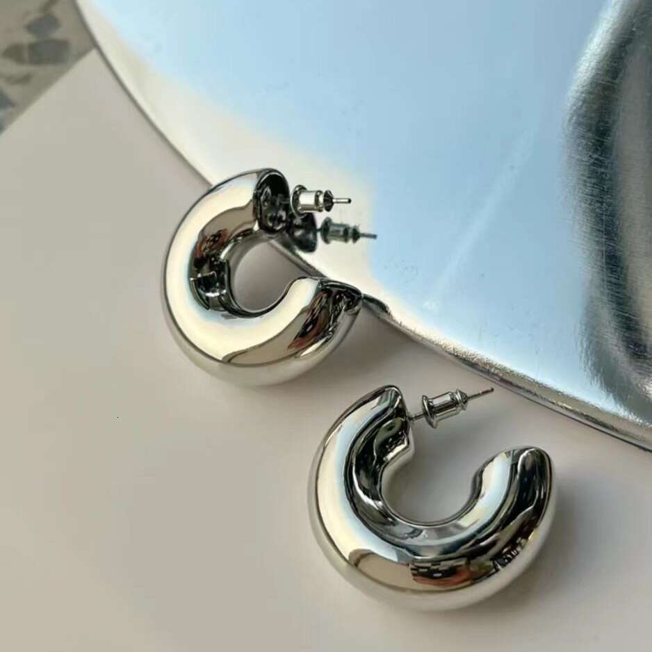 Copper gold-plated fashionable hot selling metal wind fat C earrings niche versatile high-end ear accessories for women