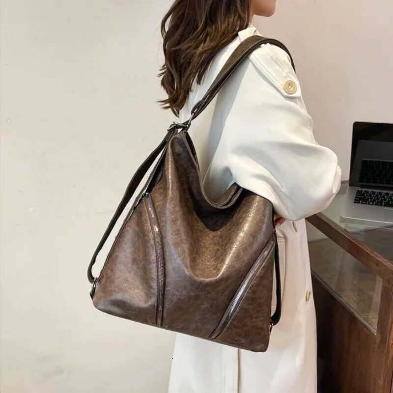 Women Single Multi-purpose Double Shoulder Tote Bag with Diagonal Span and Large Capacity Casual Travel Backpack Cabas