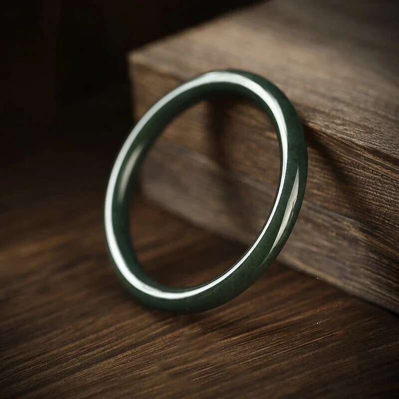Black Green Suet Ink Jade Bracelet, Women's Model, Birthday Gift For Girlfriend And Wife