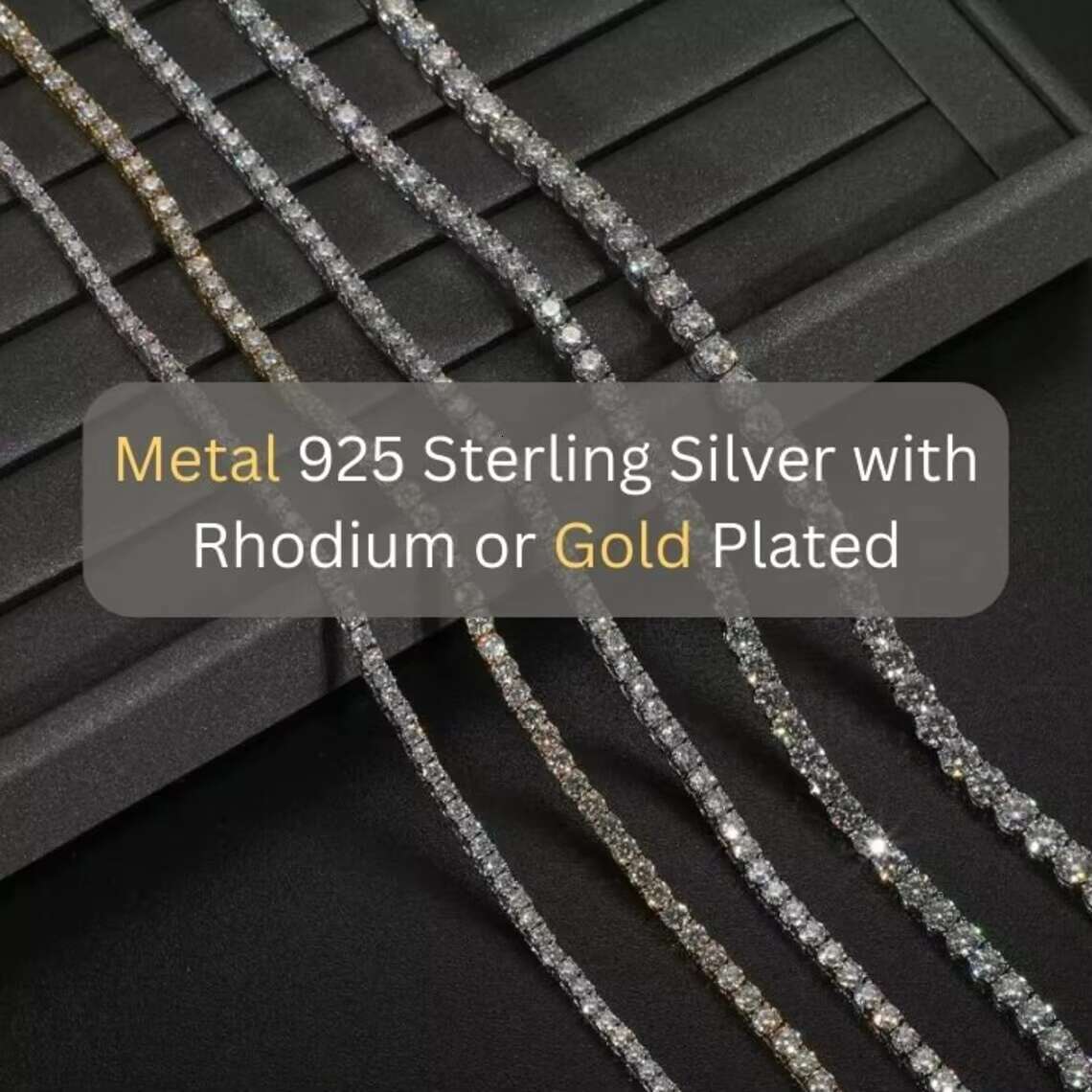 Wholesale VVS Moissanite Chain Hiphop 925 Sterling Silver 2mm/3mm/4mm/5mm Iced Out Moissanite Tennis Chain