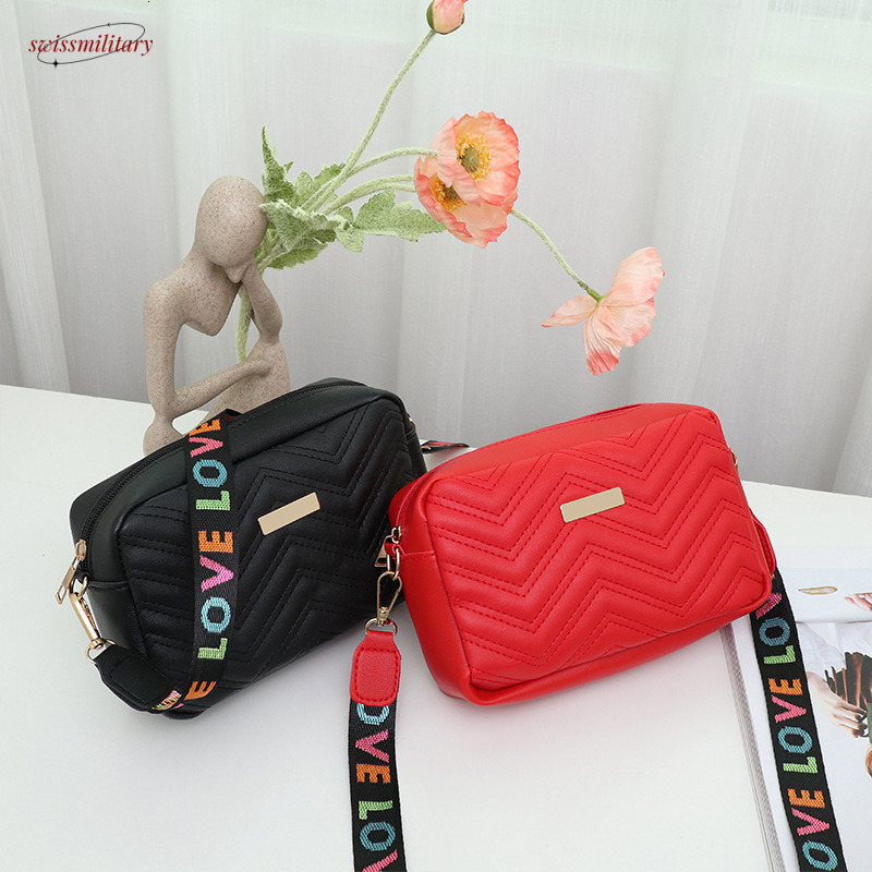 Embroidered Camera Bag PU Material Casual Small Square Bag Versatile Single Shoulder Bag Printed Shoulder Strap swissmilitary