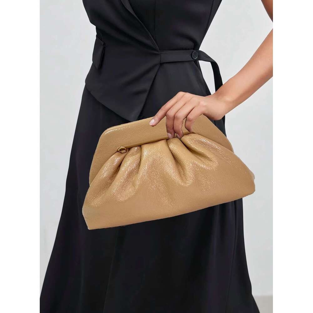 Women's High-End PU Solid Handbag, Lined With A Random Color Lightweight Dinner Bag, Suitable For Dinners, Weddings, And P