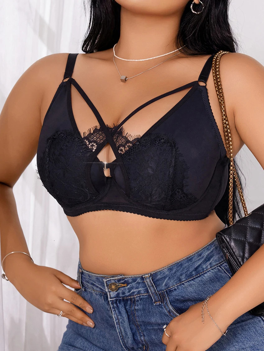 Womens plus size underwear half cup gathering push up button lace cross n suitable for women XLXXXL MR2895 250430
