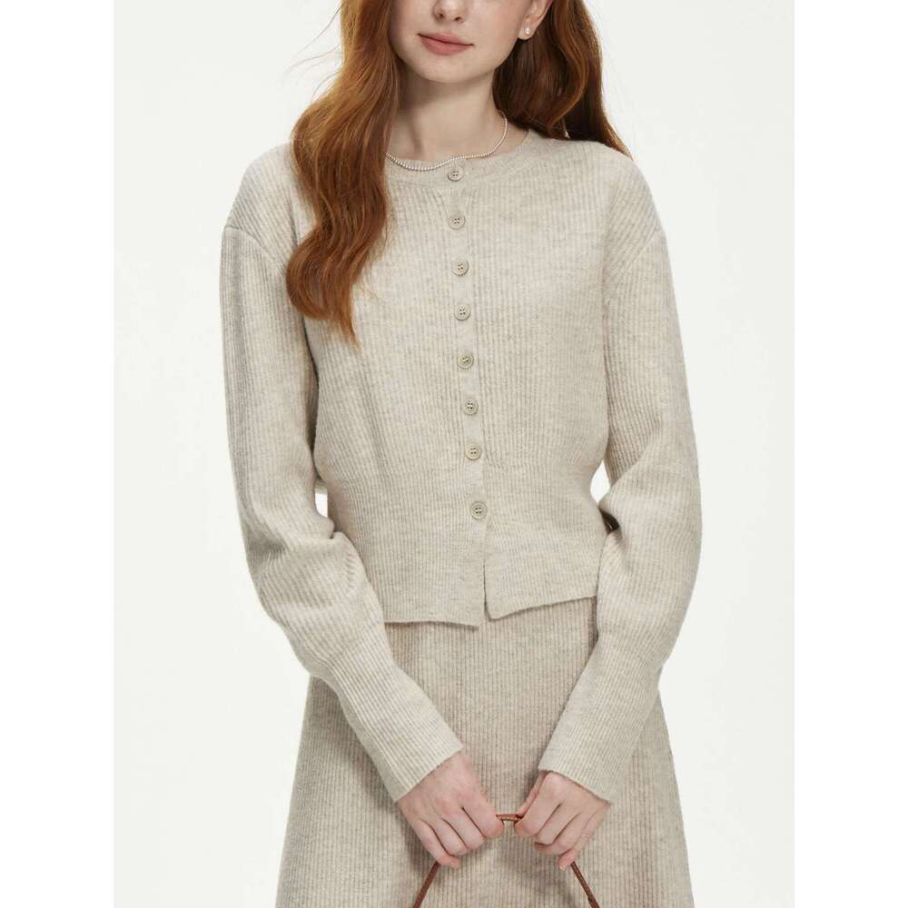 FSLE 5.5% Wool Knitting Chic For Women Autumn Winter 2024 New Design Cardigan Long Skirt Two Pieces Set 24Fs14145+24Fs14146