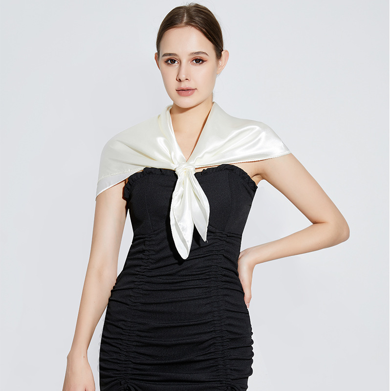 K577 Cross-border selection of pure color imitation silk large scarves wholesale women's scarves 90*90 satin versatile scarves