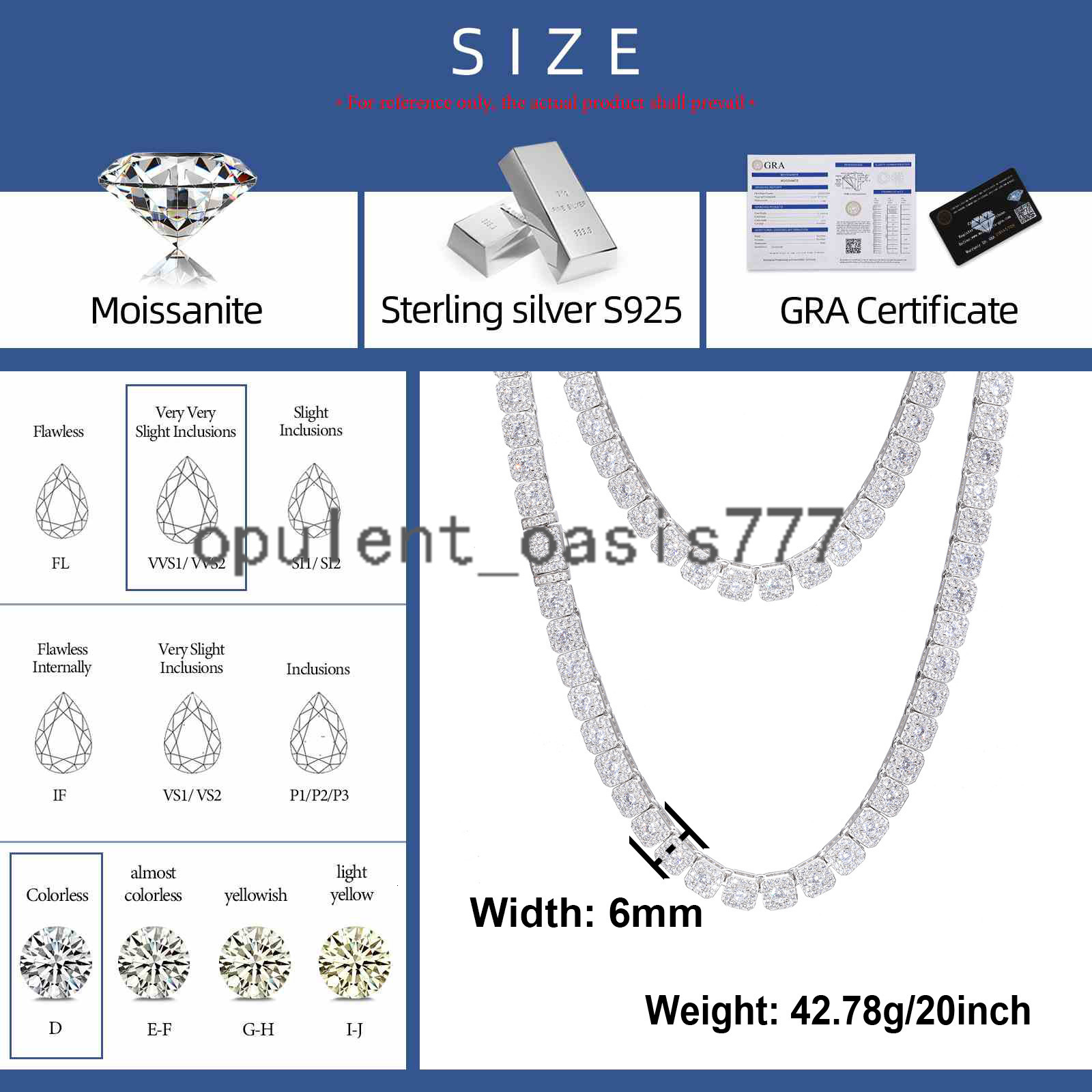 Fashion Hip Hop Jewelry Mens 6mm 925 Sterling Silver Micro Clustered VVS Moissanite Diamond Iced Out Halo Tennis Chain Necklace