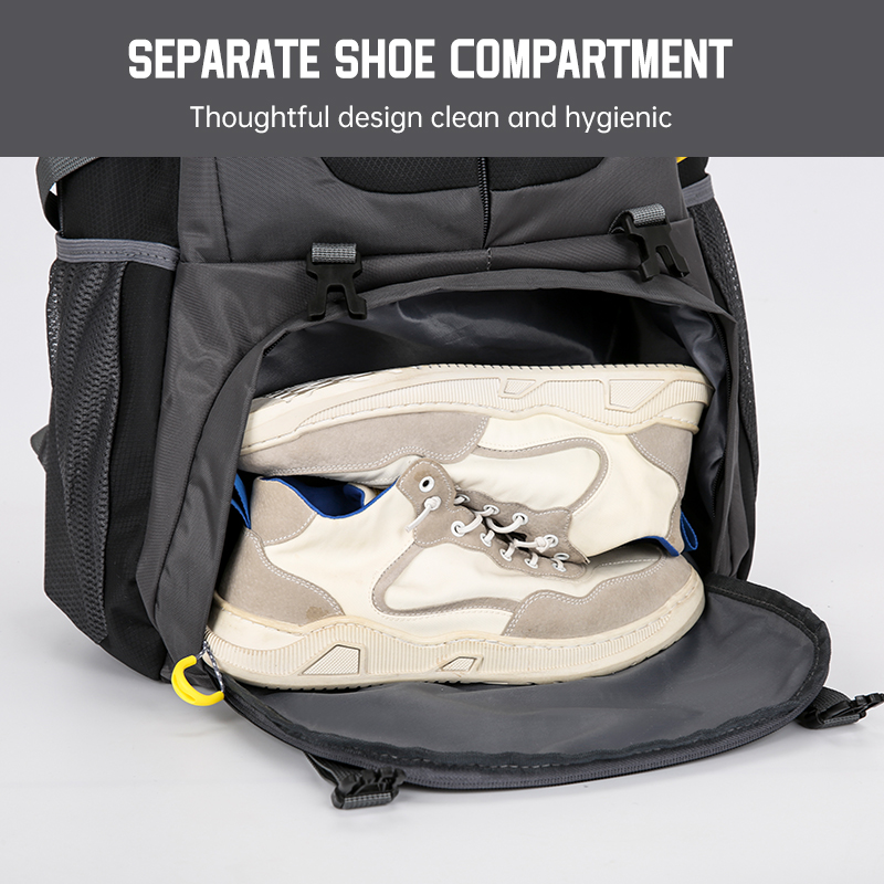 60L Lightweight Hiking Backpack with Shoe Compartment 900D Water Resistant Nylon Outdoor Sport Daypack Trekking Bag for Camping/Climbing/Cycling Daypa