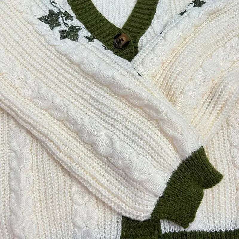 Evermore Cardigan Taylor Version Green Vine Embroidered Button Down Cable Knit Sweater Women Fall spring Vintage Outfit fashion clothing women