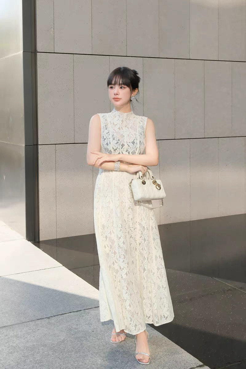 2025 Lace waist cinching dress Fashion Week Show Customized Fashion Tailored clothing womens Fashion Paris.M325
