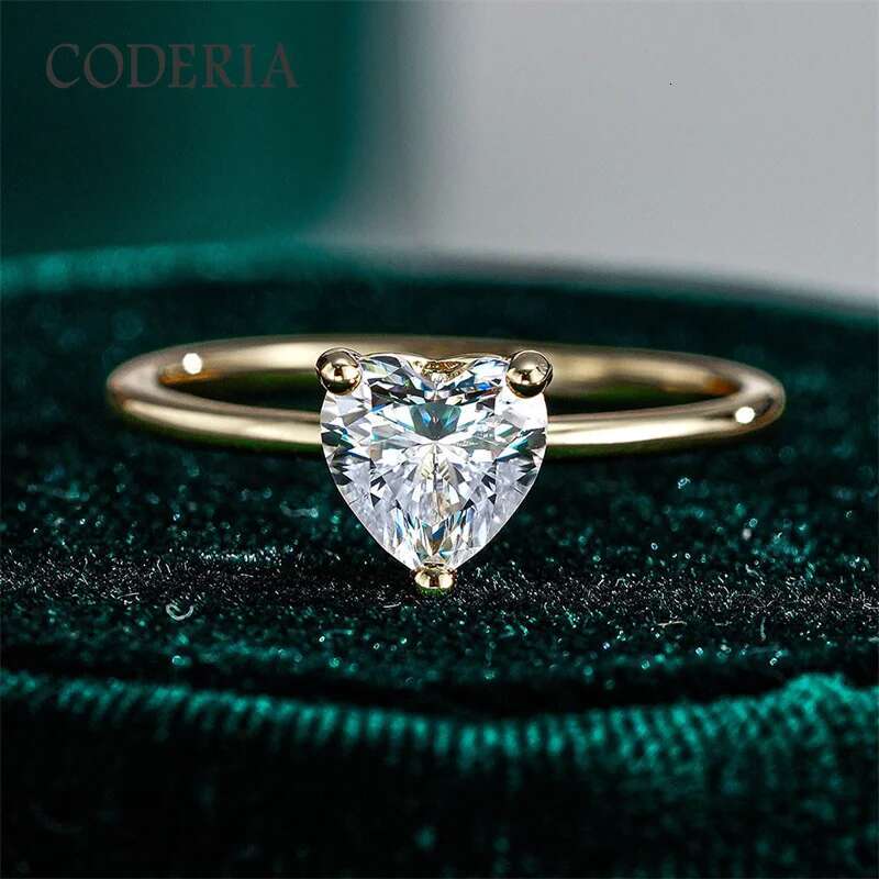GRA Certified Moissamite Heart Ring D Color VVS1 1CT Brilliant Diamond Finger Band Women 925 Sterling Silver Wedding Jewelry