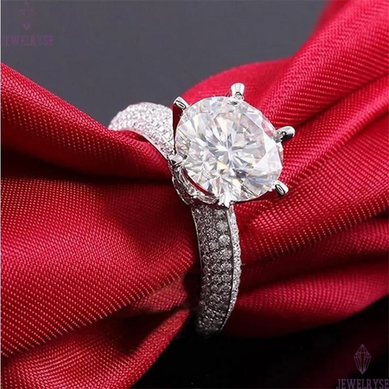 New Arrival Classical Six Claw Fashion Jewelry 925 Sterling Silver Round Cut White Topaz Pave CZ Diamond Eternity Women Wedding Ring