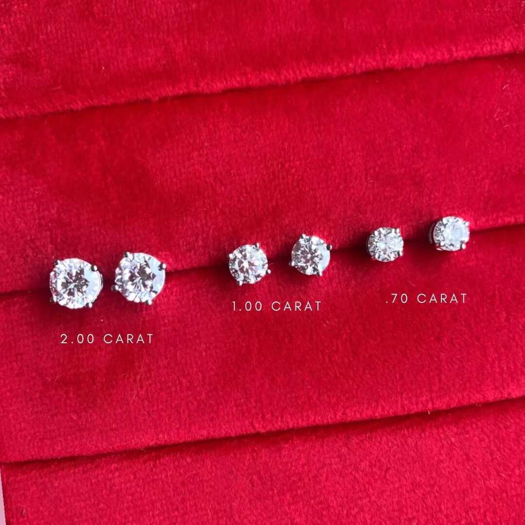 Fine Earring 14K Gold 1CT Lab Diamond Jewelry IGI Certificate Sparkle Luxury Earrings