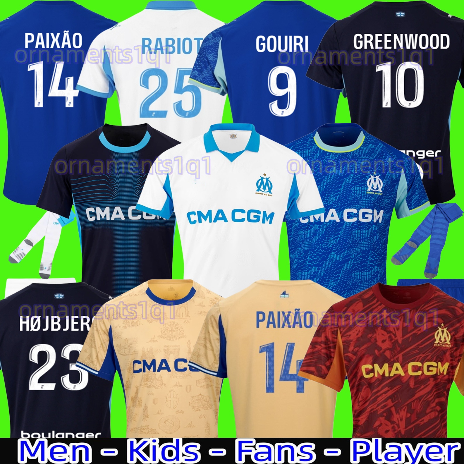 24 25 26 maillot de foot GREENWOOD 125th Anniversary Soccer jerseys OUNAHI harit 2025 2026 OM man and KIDS football shirt hommes enfants BALERDI RONGIER FANS player