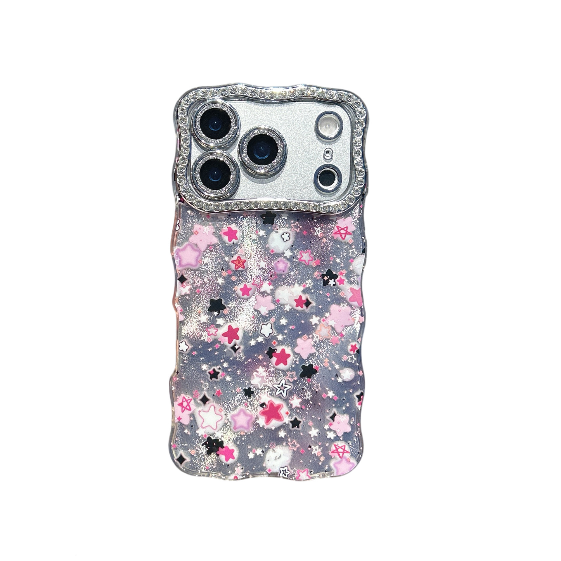 Twisted Edge Gradient Star Phone Case iPhone 17 Pro Max Compatible With Apple 16/15 Pro Diamond Lens Hard Case