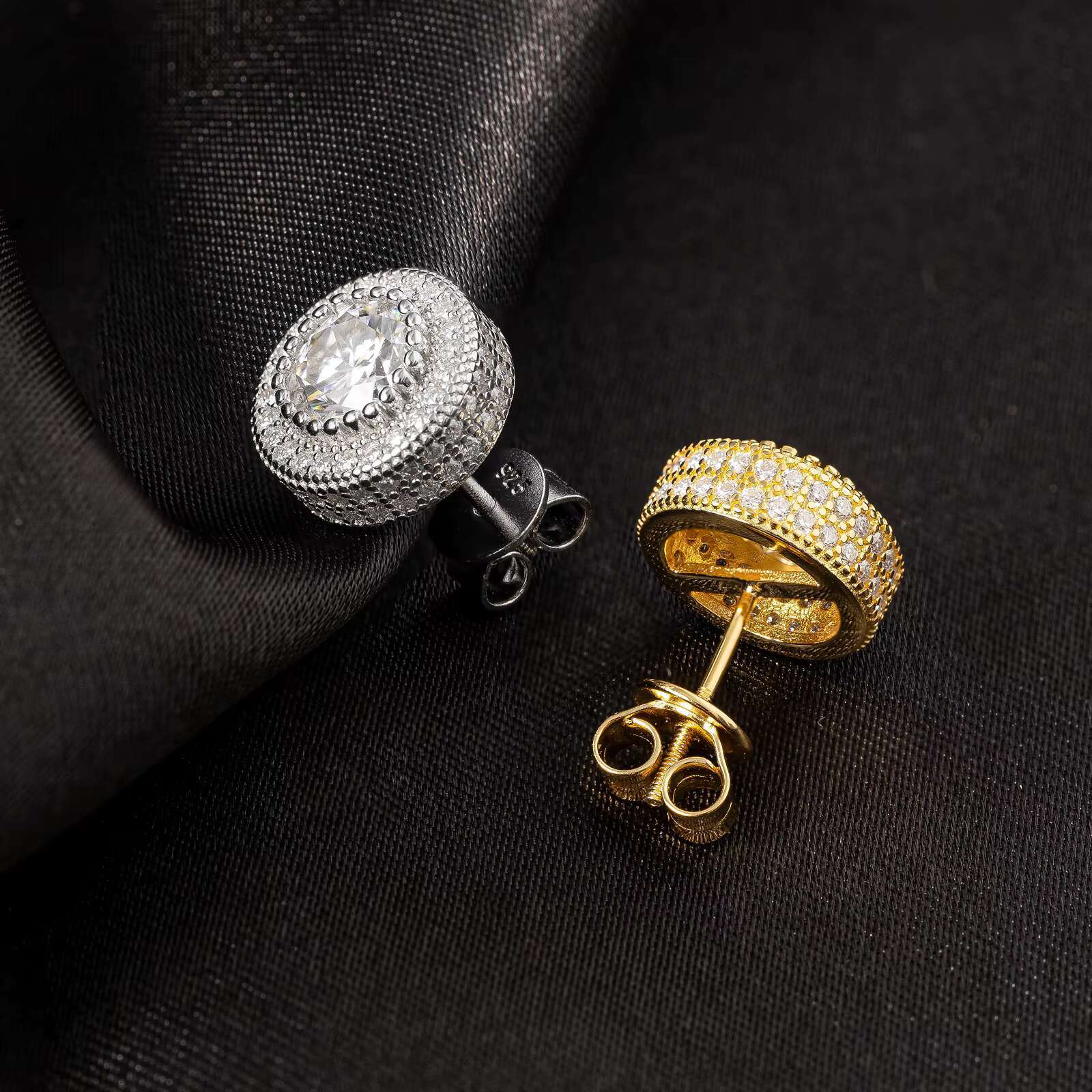 Wholesale Stylish 6.5MM VVS Moissanite Diamond Stud Earrings High Quality Sterling Silver Gold Plating Custom Look Party Gift