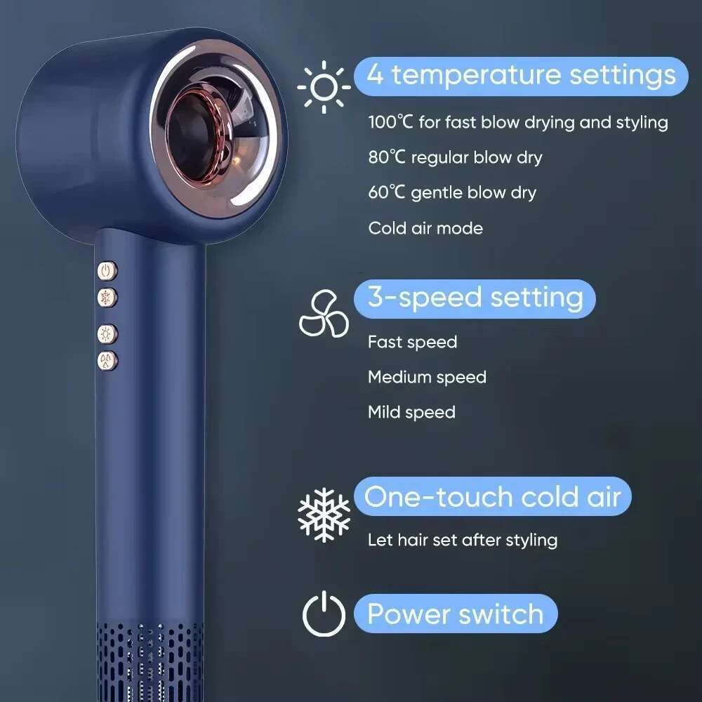 Tinsol Super Leafless 220v Professional Negative Ion Dryer 1600w Quick Dry Travel Home Hair Styler Blow drier