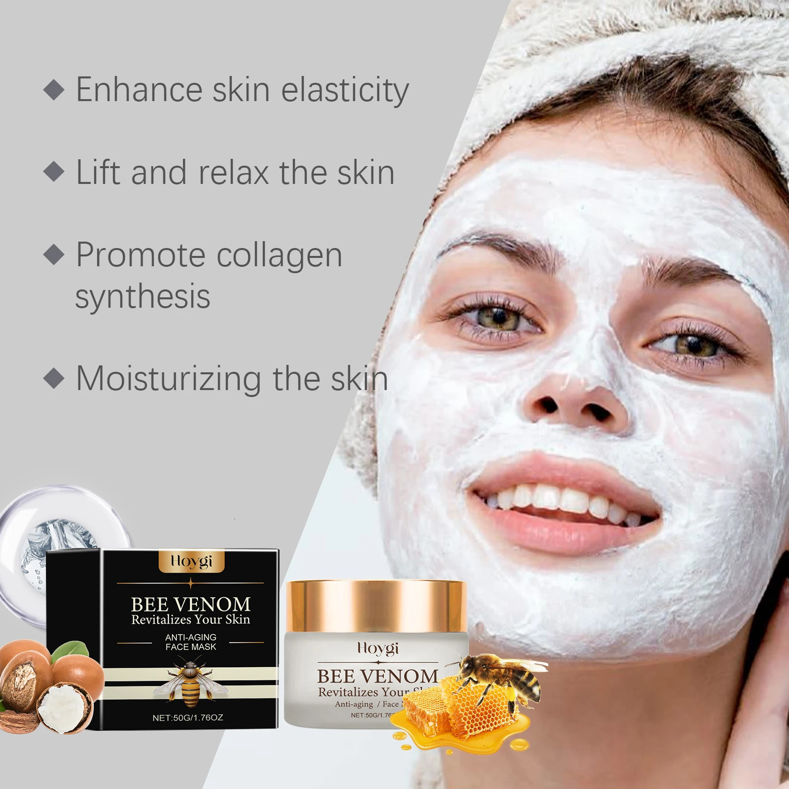 Bee Venom Face Mask Lift Firm Increase Skin Elasticity Fade Fine Lines Smooth Hydrating Skin Care Mask 250430