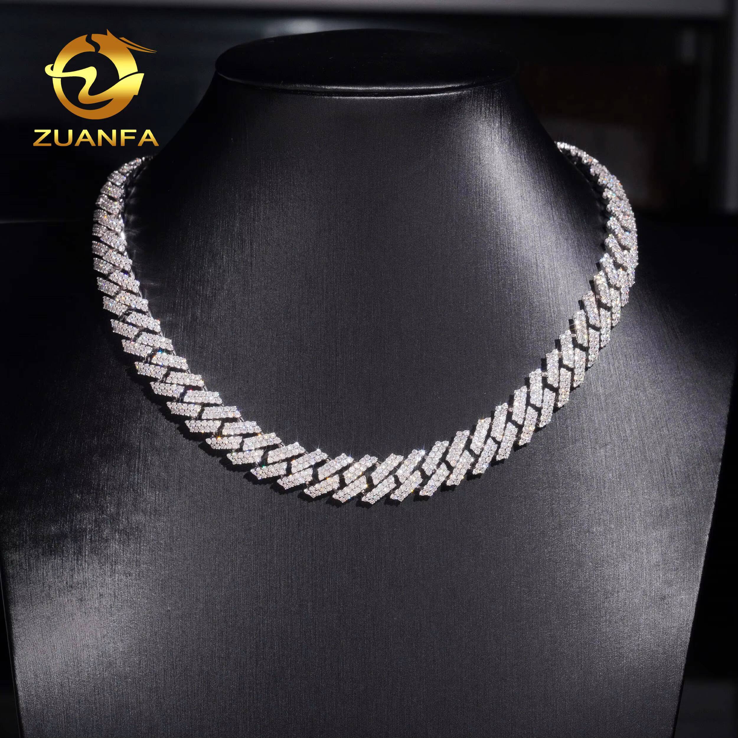 USA Local Stock Cuban Chain Moissanite Hip Hop Jewelry 12mm Diamond Cuban Link Chain 925 Silver Iced Out Cuban Bracelet for Men