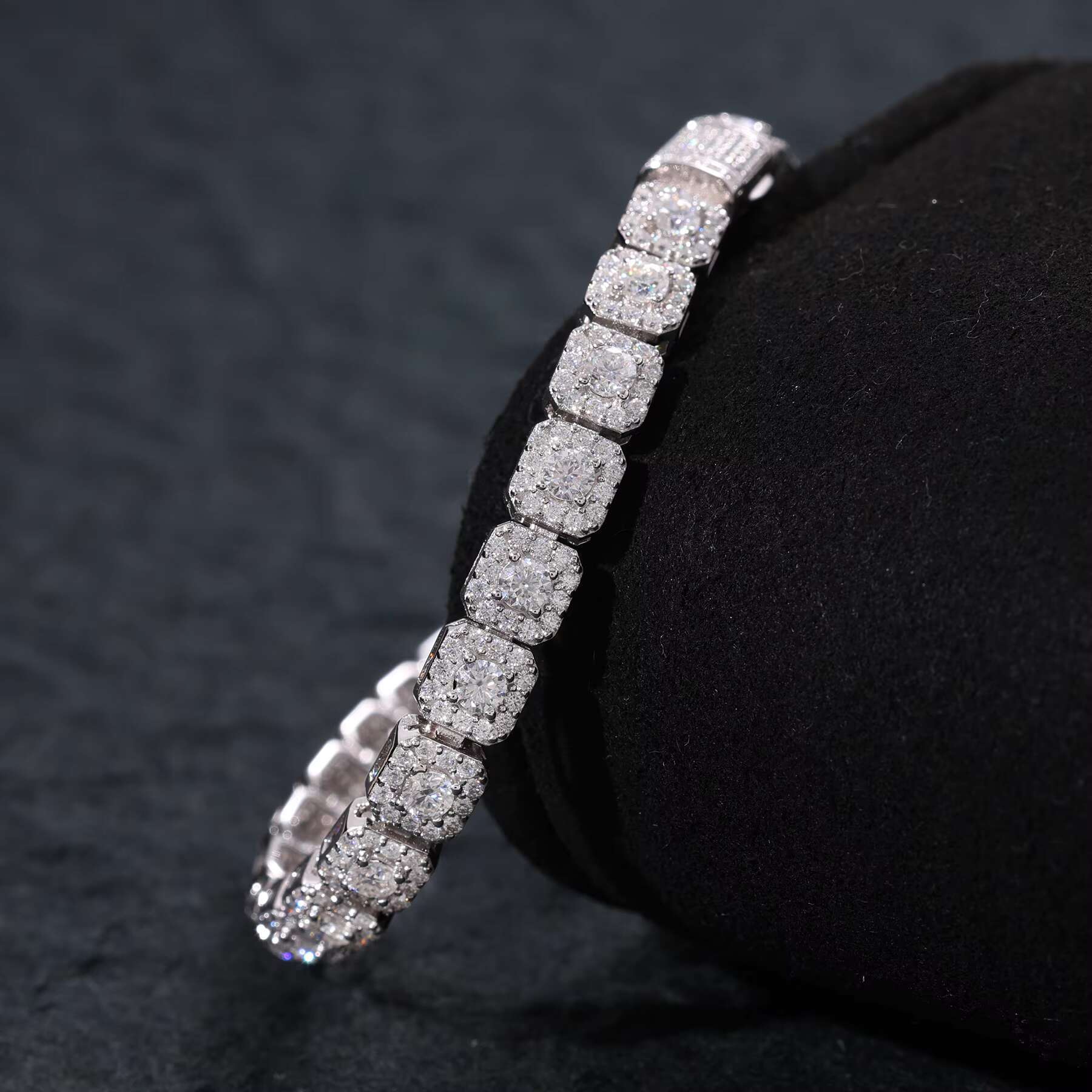 Exquisite 925 Sterling Silver Tennis Bracelet 6mm Moissanite Rhodium Plated White Gold Religious Style for Parties and Gifts