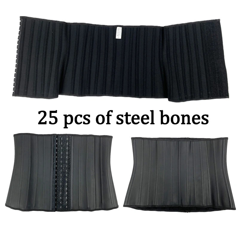 Body shaping womens 25 steel latex waist trainer tight corset body weight loss abdominal model belt 250430