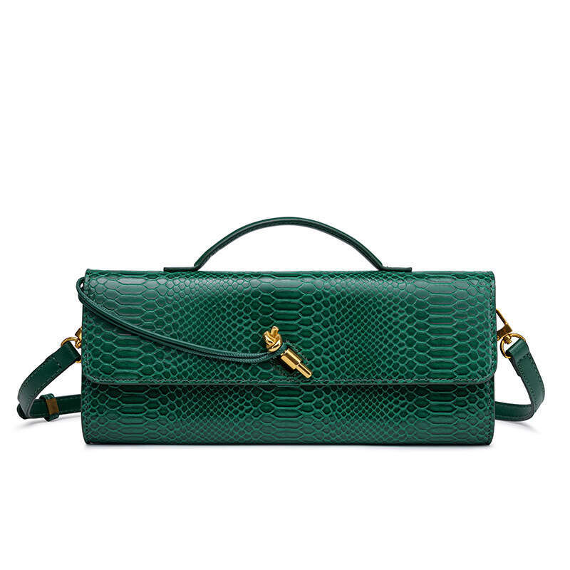 New Handheld Banquet for Women, Horizontal Version, Trendy Crocodile Python Pattern, Stick Bag, Small and Unique Single Shoulder Crossbody Bag