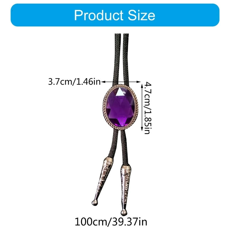 Delicate Diamond Stone Bolo Tie Cowboy Punk Necktie Western Bolo Tie Engraving Charm Bolo Tie Cowboy for Shirt Jeans 250430