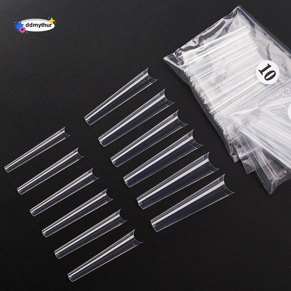 504pcs Extra Long Cowboy Flat Crop Professional Acrylic Art Tips Artificial French Half Cover Fashion Coffin False Nail ddmythur
