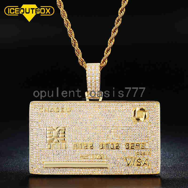 Jewelry Manufacturer Design Hiphop Men Jewelry Iced Out 18k Gold Plated Brass moissanite Diamond Bank Card Pendant