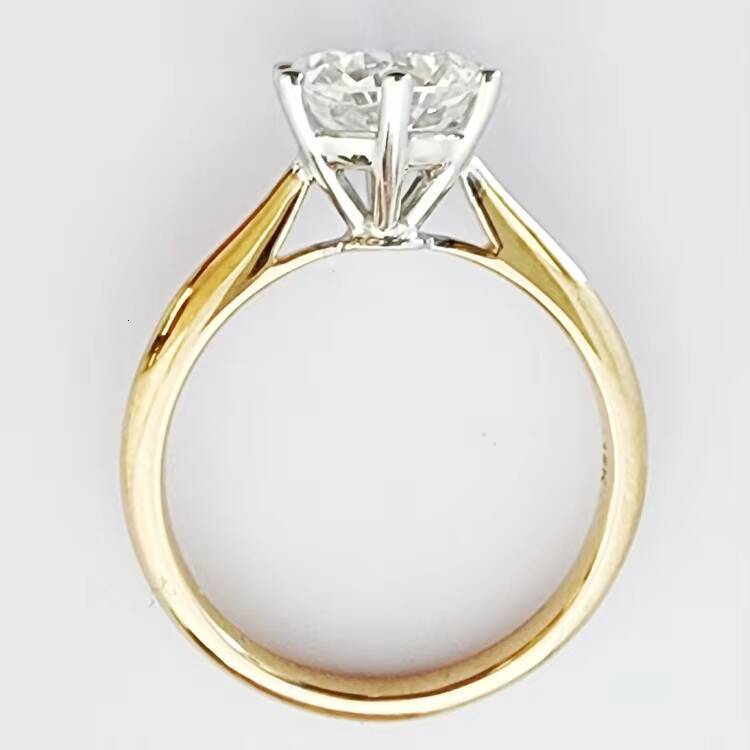 Classic 14K Gold Ring 15CT Round Lab Diamond IGI Certificate Two Tones Lab Grown Diamond Engagement Ring