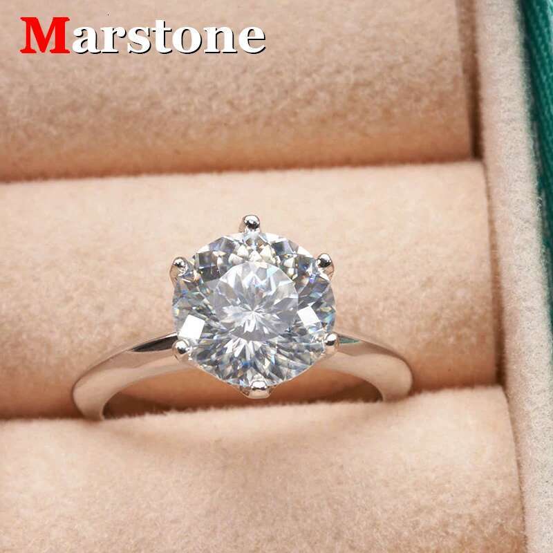 1/2/3/5CT 100-Faceted D Color Moissanite Classic Womens Ring S925 Sterling Silver Moissanite Diamond Wedding Rings
