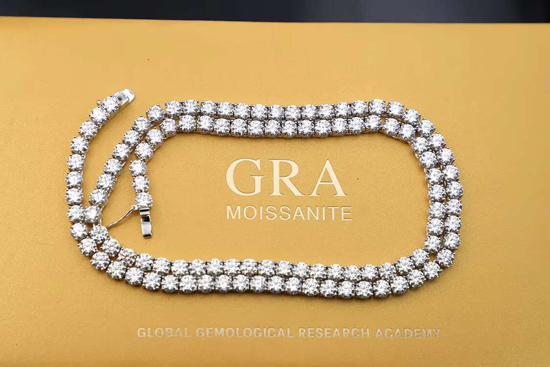Fashion RTS 5mm Moissanite Diamond 7~26 Inches Sterling Silver S925 Tennis Chain Moissanite Hip Hop Jewelry