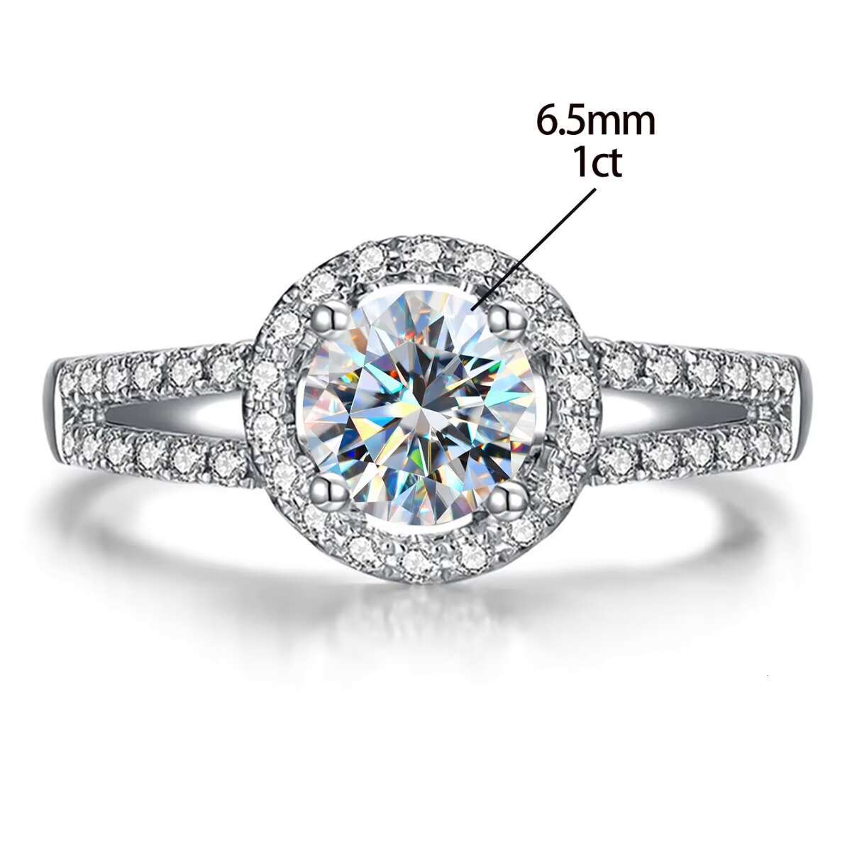 Fashion Diamond Rings Women 925 Sterling Silver Plated 18K Gold White Gold Ring 1CT Moissanite Ring for Women Engagement Jewelry