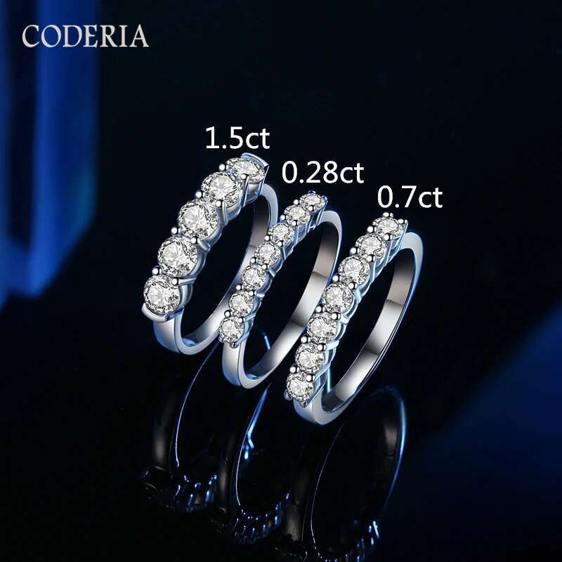 Real Moissanite Ring D Color Diamond Single 0.3CT4MM Total 1.5CT Bright Exquisite Party Ring Luxury Sterling Silver Jewelry