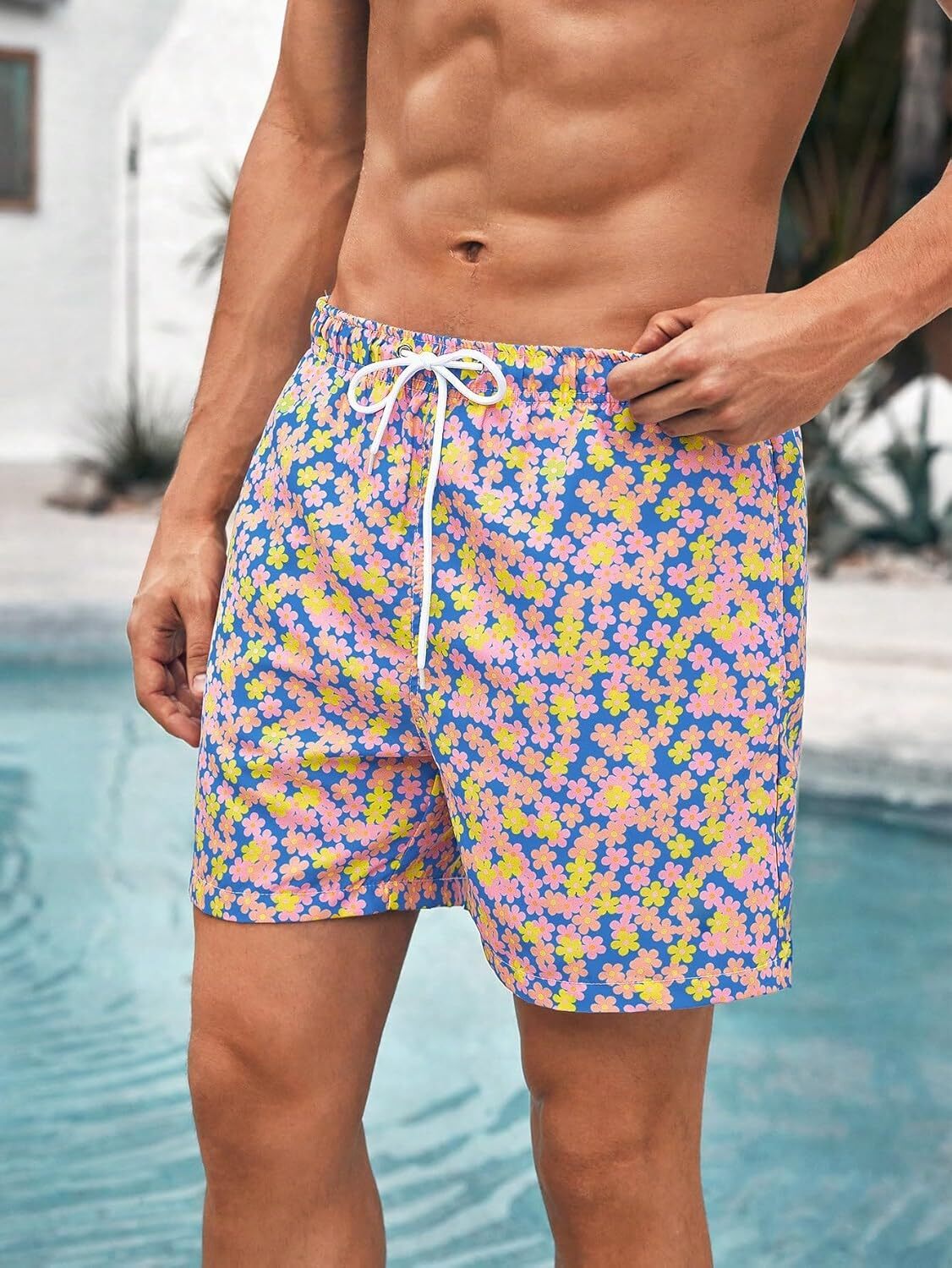 Men's Shorts Floral Print Swimsuit Trunks Quick Dry Beach Shorts fashion