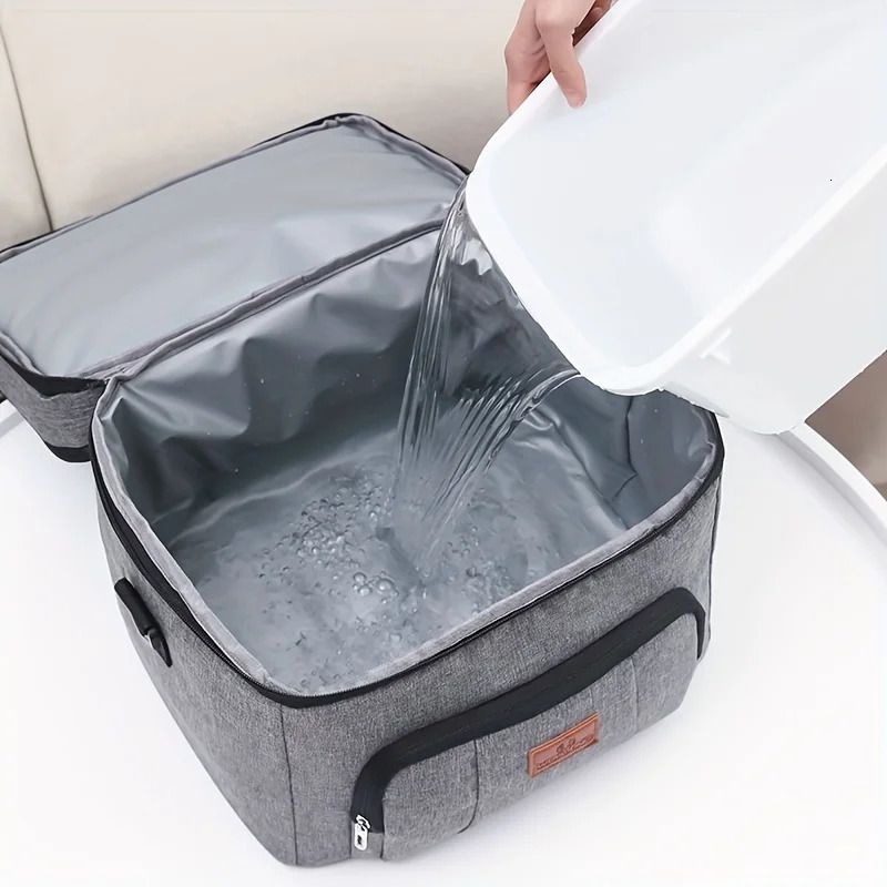 Portable lunch bag food insulated box Waterproof shoulder strap insulated box hand-held lunch box bag fresh aluminum zwq 250429