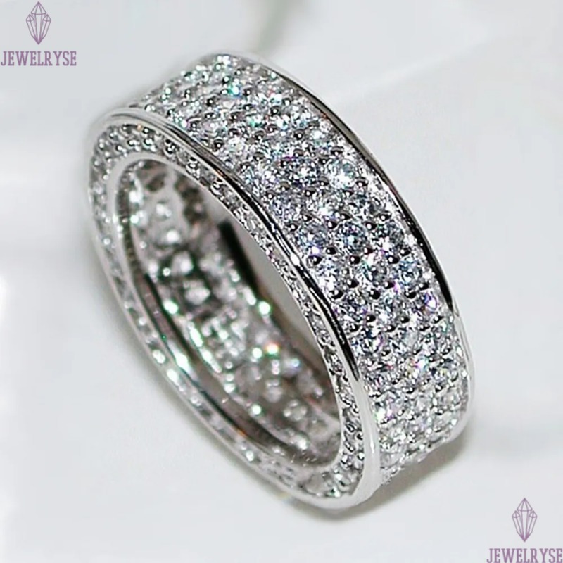 2023 Top Sell Wedding Rings Luxury Jewelry 925 Sterling Silver Fill Full Pave White 5A Cubic Zircon CZ Diamond Handmade Party Women Engagement Band Ri