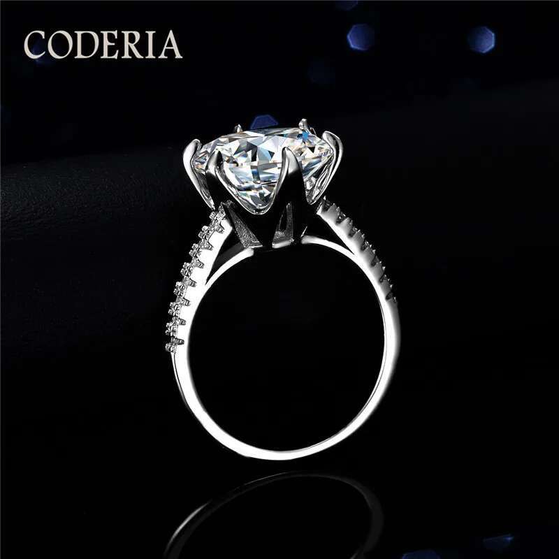 14K White Gold Sterling Silver Ring 11mm 5 Carat D Color Moissanite Diamond Gemstone Rings Woman Party Wedding Classic Jewelry