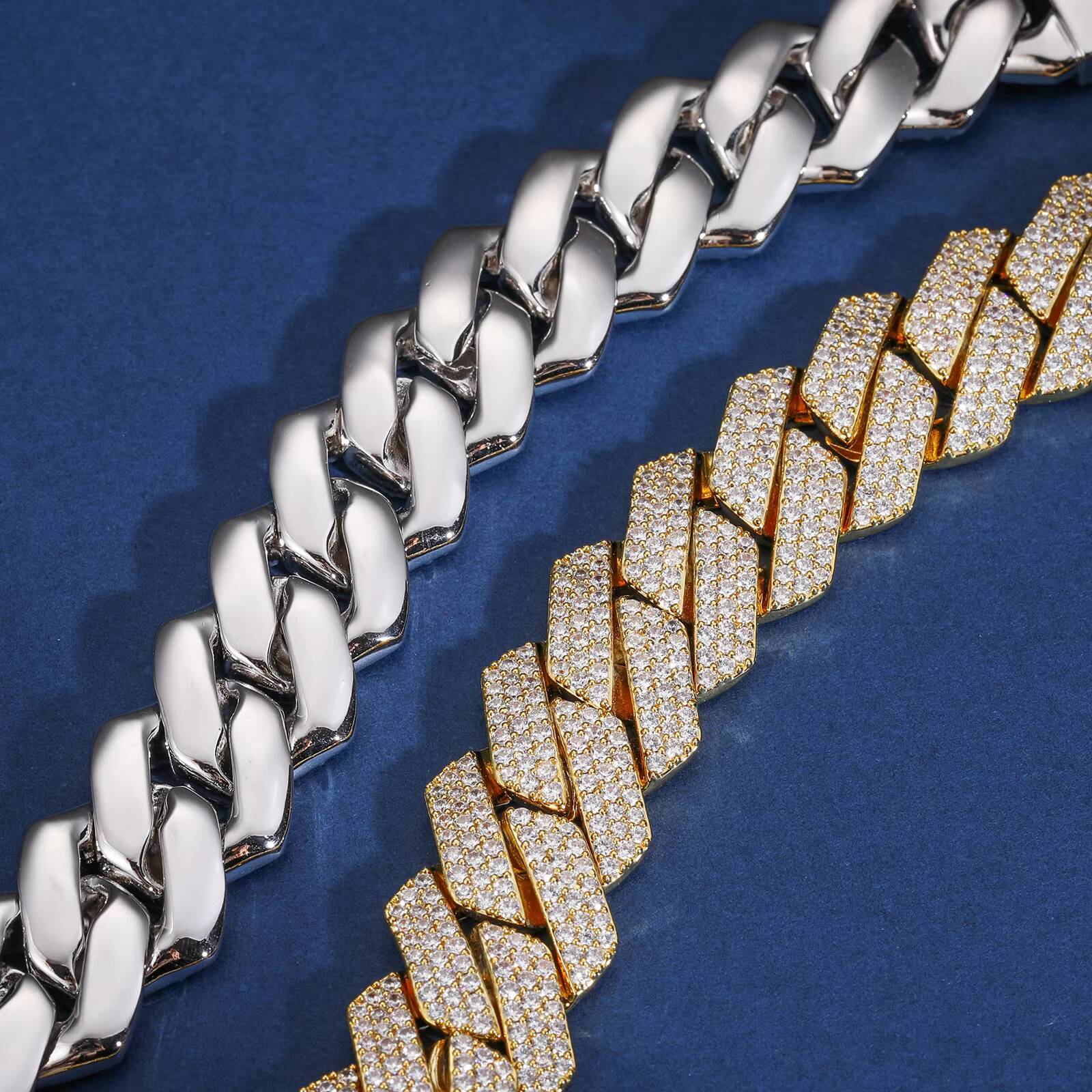 Handmade 6mm-22mm Classic Hip Hop Jewelry 925 Sterling Silver VVS Moissanite Diamond Cuban Link Bracelet for Men